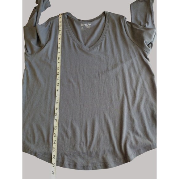 Terra Sky Top 14w Vneck Long Sleeve Gray Basic - Picture 5 of 9
